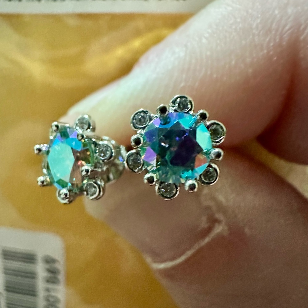 GRA certified fantasy blue moissanite earrings